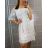 Šaty carmen krajkové bavlněné oversize krátký rukáv dámské nadrozměr (XL/2XL ONE SIZE) ITALSKÁ MÓDA IMD22161 biela XL/2XL