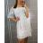 Šaty carmen krajkové bavlněné oversize krátký rukáv dámské nadrozměr (XL/2XL ONE SIZE) ITALSKÁ MÓDA IMD22161/DR bílá XL/2XL