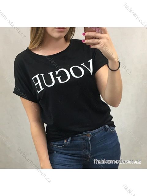 Tričko oversize krátky rukáv dámske Vogue (uni s/m/l) ITALSKÁ MÓDA IMD20509 Černá S/M/L one size
