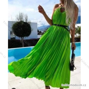 Šaty dlouhé elegantní na ramínka letní satén dámské (S/M ONE SIZE) ITALSKÁ MÓDA IMM21DINA