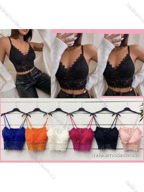 Top čipkový na ramienka dámske (S/M ONE SIZE) TALIANSKA MÓDA IMWA221444 béžová S/M