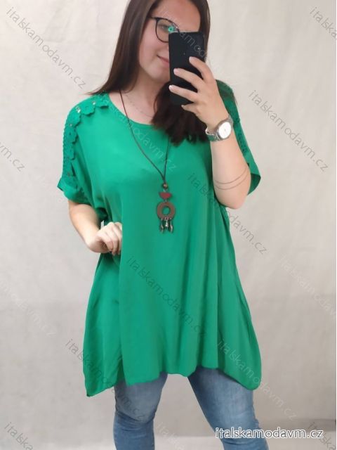 Tunika oversize krátky rukáv s príveskom dámska nadrozmer (3XL/4XL ONE SIZE) TALIANSKA MóDA IM422524/DR