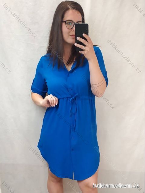 Šaty košeľové oversize krátky rukáv dámske (M/L/XL ONE SIZE) TALIANSKA MÓDA IM422525/DR
