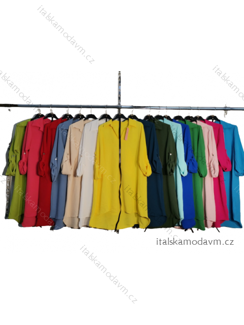 Tunika predĺžená košeľová s opaskom krátky rukáv dámska (S/M/L/XL/2XL ONE SIZE) TALIANSKA MÓDA IM422P60B70D100