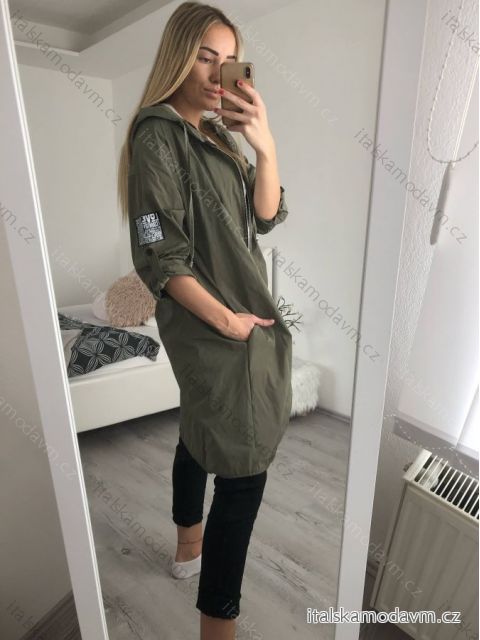 Bunda predĺžená vetrovka šusťáková s kapucňou dámska nadrozmer (XL/2XL ONE SIZE) TALIANSKA MóDA IMC22169 <p>khaki</p> XL/2XL
