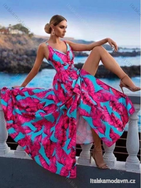 Šaty dlhé letné na ramienkach dámske (S / M ONE SIZE) TALIANSKÁ MÓDA IMWD215719/DR