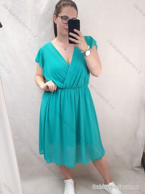 Šaty elegantný krátky rukáv dámske nadrozmer (XL/2XL ONE SIZE) TALIANSKA MÓDA IM422CLARIS/DR