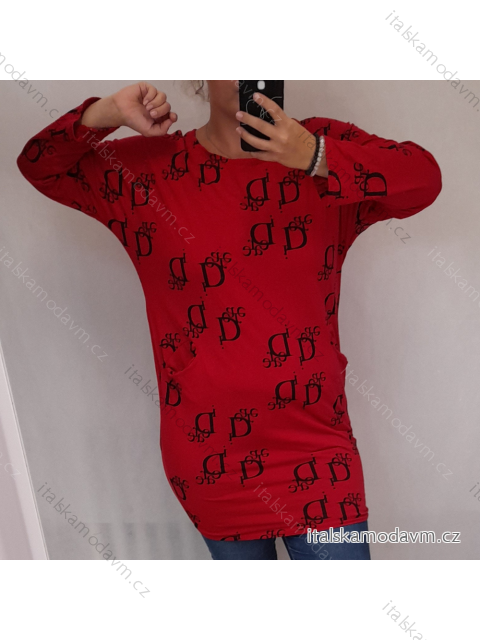 Tunika/Šaty dlhý rukáv dámske (XL / 2XL ONE SIZE) TALIANSKÁ MÓDA MA821111/DR XL/2XL <p>červená</p>