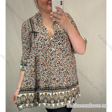 Šaty letné krátký rukáv dámske květované nadrozmerné (L / XL / 2XL ONE SIZE) TALIANSKÁ MÓDA IM4211434/DR