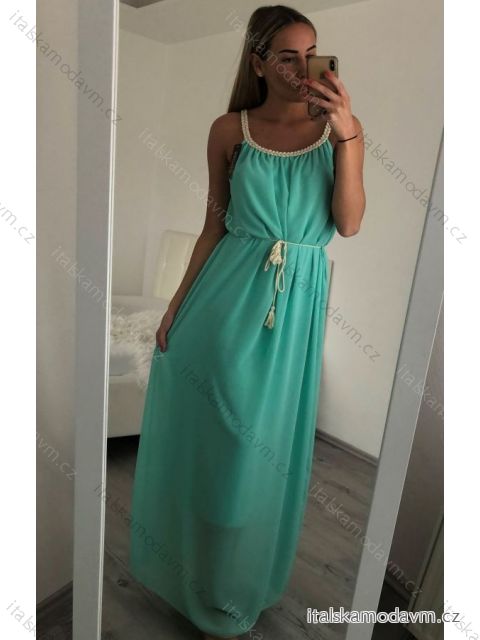Šaty šifónové dlhé letné na ramienkach dámske (S/L ONE SIZE) TALIANSKA MóDA IMD22148/DR