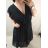 Šaty elegantný krátky rukáv dámske nadrozmer (XL/2XL ONE SIZE) TALIANSKA MÓDA IM422CLARIS/DR XL/2XL čierna