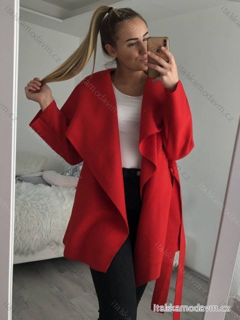 Kabát krátky flaušový dlhý rukáv dámsky (S / M ONE SIZE) TALIANSKÁ MÓDA IMWY21494