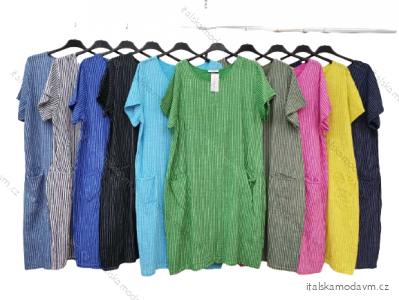 Šaty voľnočasové bavlnené krátky rukáv dámske nadrozmer (L/XL/2XL ONE SIZE) TALIANSKA MÓDA IM422706