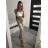 Kalhoty dlouhé elegantní dámské (M/L ONE SIZE) ITALSKÁ MÓDA IMD22128/DR béžová M/L