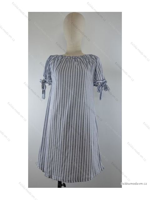 Šaty letné krátky rukáv dámske prúžok (S/M ONE SIZE) TALIANSKA MÓDA IMPSH223588