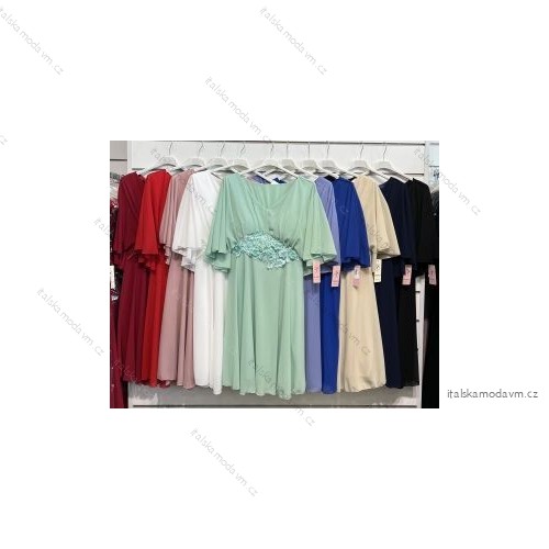 Šaty společenské elegantní letní krátký rukáv dámské nadrozměr (XL/2XL ONE SIZE) ITALSKÁ MÓDA IMPSH2218025