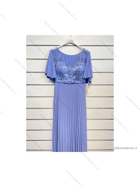 Šaty dlhé spoločenské elegantné letné skladané krátky rukáv dámske (S/M ONE SIZE) TALIANSKA MÓDA IMPSH2280278