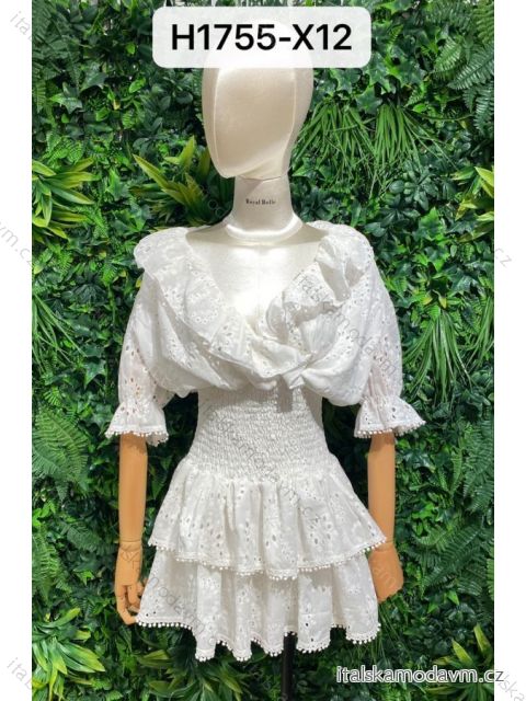 Šaty letné krátky rukáv dámske (S/M ONE SIZE) TALIANSKA MÓDA IMPBR22H1755-X12