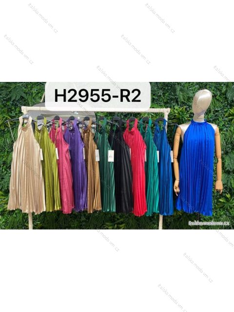 Šaty letní bez rukávu skládané dámské (S/M ONE SIZE) ITALSKÁ MÓDA IMPBR22H2955-R2