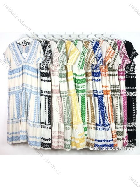 Šaty letné krátky rukáv dámske (S/M ONE SIZE) TALIANSKA MÓDA IMPBB2211899xyd