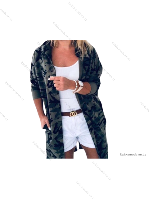 Cardigan s kapsičkami a kapucňou 3/4 rukáv dámsky maskáč (uni s/l) TALIANSKÁ MÓDA IM4223121/DR