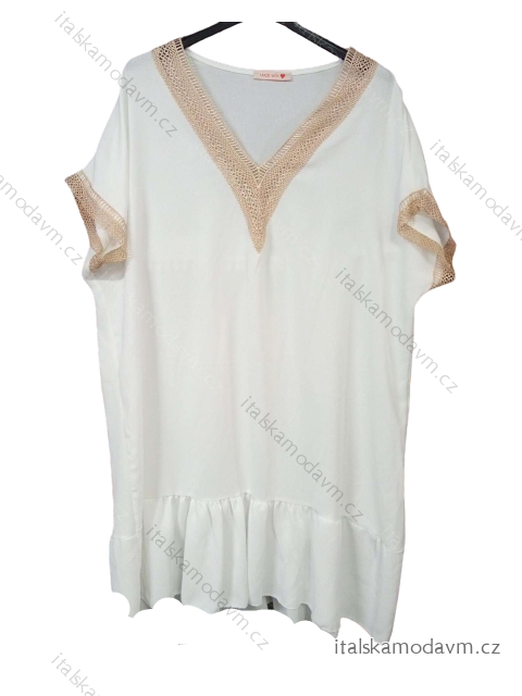 Šaty letní krátký rukáv dámské (L/XL ONE SIZE) ITALSKÁ MÓDA IMWG222603/DR bílá L/XL