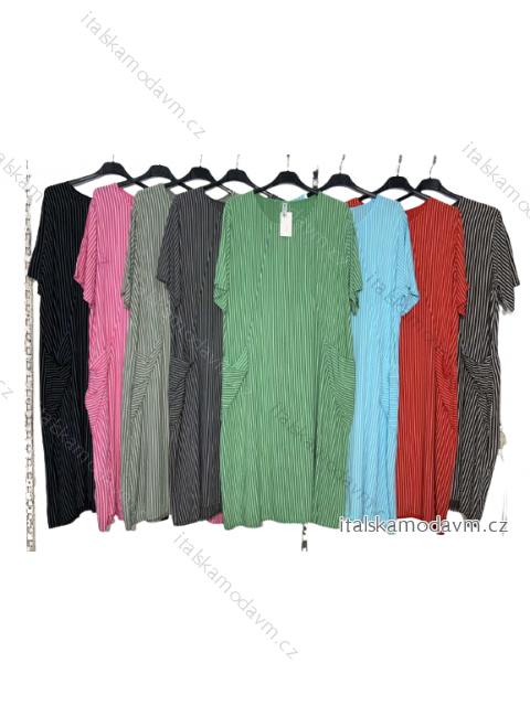 Šaty letné dlhé voľnočasové krátky rukáv dámske prúžok (S/M ONE SIZE) TALIANSKA MóDA IM422739