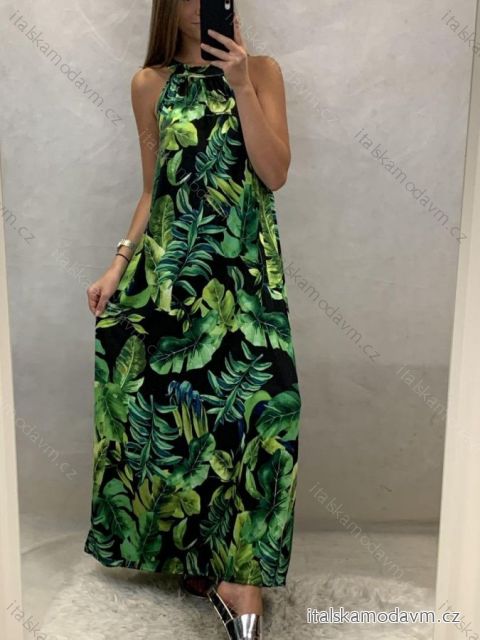 Šaty dlhé bez rukávov letné icecool dámske (S/M/L ONE SIZE) TALIANSKA MÓDA IMM22637/DR