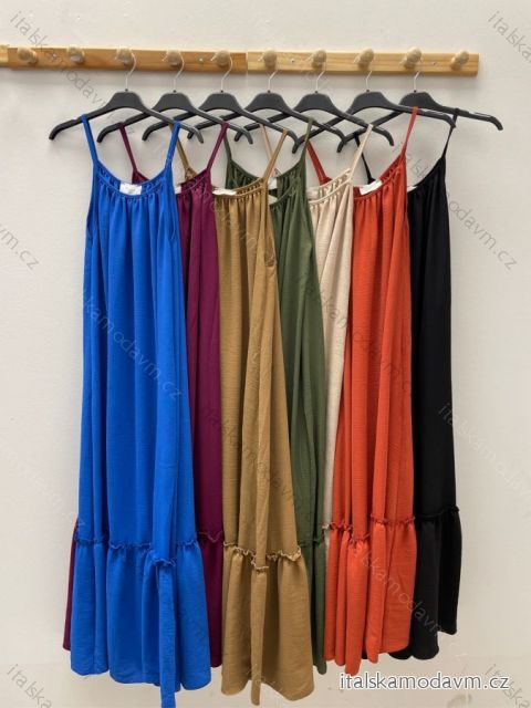 Šaty letní dlouhé na ramínka dámské (S/M/L/XL ONE SIZE) ITALSKÁ MÓDA IMPDY22LS17825/DR