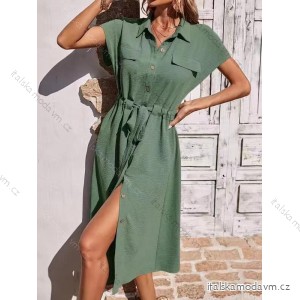 Šaty košeľové krátky rukáv dámske (S/M/L/XL ONE SIZE) TALIANSKA MÓDA IMD225244