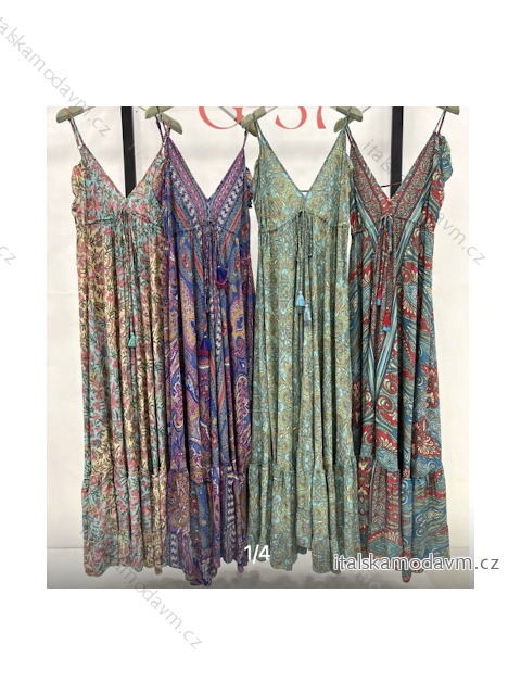 Šaty dlouhé letní na ramínka dámské (S/M ONE SIZE) INDICKÁ MÓDA IMPEM22G-37 S/M oranžová