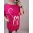 Šaty oversize krátky rukáv joy dámske nadrozmer (4XL/5XL ONE SIZE) TALIANSKA MÓDA IM422227 tmavo ružová 4XL/5XL