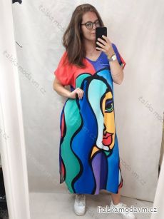 Šaty dlhé maxi letný krátky rukáv dámska nadrozmer (2XL/3XL/4XL ONE SIZE) TALIANSKA MÓDA IM422741