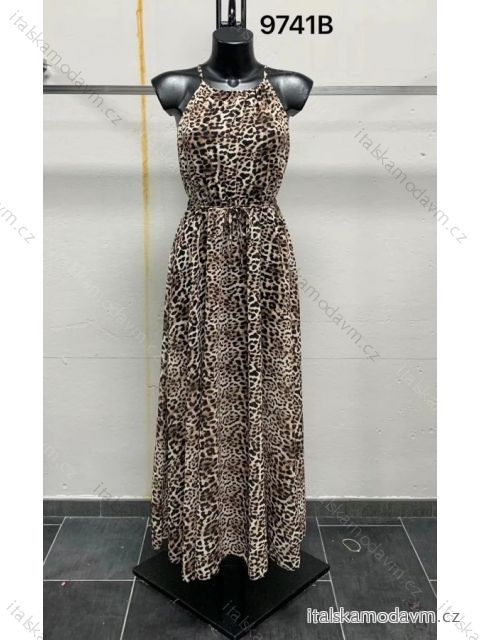 Šaty dlhé na ramienka letné leopard dámske (S/M ONE SIZE) TALIANSKA MÓDA IMM229741B