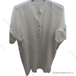 Tunika košeľová predĺžená krátky rukáv dámska (S/M ONE SIZE) TALIANSKA MÓDA IM722135
