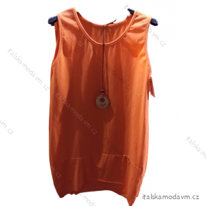 Šaty voľnočasové oválne bavlnené s príveskom bez rukávu dámske (S/M/L ONE SIZE) TALIANSKA MÓDA IMH22141