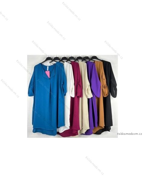 Tunika košilová prodloužená 3/4 rukáv dámské (S/M ONE SIZE) ITALSKÁ MÓDA IMPBB22SS3561