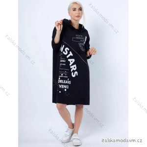 Šaty mikinové s kapucňou dlhý rukáv dámske (S/M/L/XL ONE SIZE) TALIANSKA MÓDA IMD22639