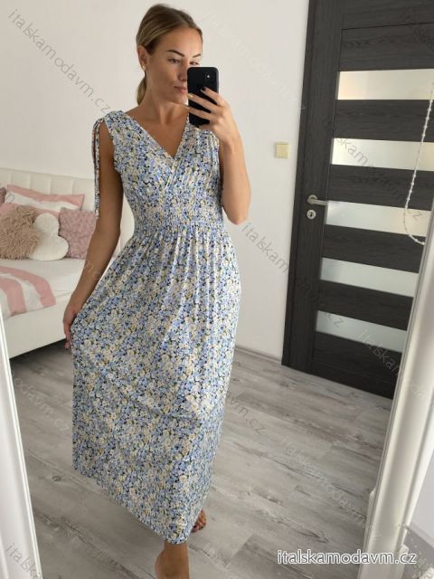 Šaty dlhé elegantné icecool bez rukávov dámske (M/L, XL/XXL) AINUOSI  TALIANSKA MODA IMB22FLOWER/DR