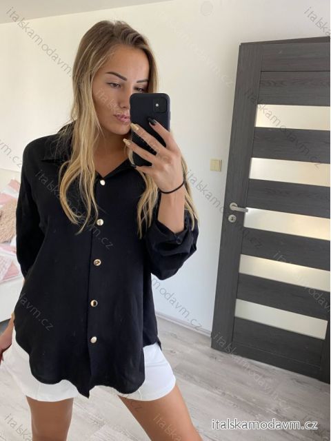 Košile oversize dlouhý rukáv dámská (S/M/L ONE SIZE) ITALSKÁ MÓDA IMWY22433/DR S/L Černá