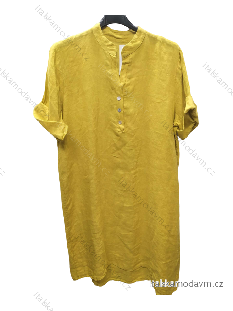 Šaty košeľové krátky rukáv dámske (S/M ONE SIZE) TALIANSKA MóDA IM722108/DR L / XL žltá