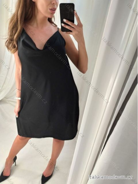 Šaty letné na ramienka satén dámske (S/M ONE SIZE) TALIANSKA MÓDA IMPHD225893/DR