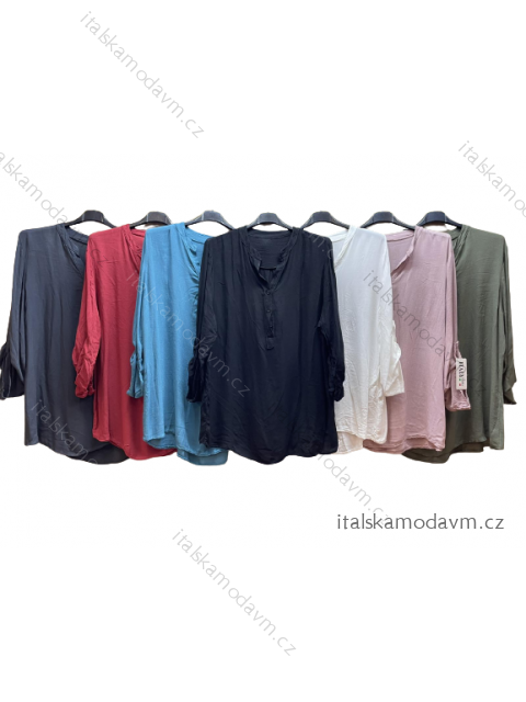 Tunika košeľová 3/4 dlhý rukáv dámska nadrozmer (XL/2XL ONE SIZE) TALIANSKA MÓDA IM422907