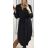 Šaty košilové dlouhý rukáv dámské (S/M/L ONE SIZE) ITALSKÁ MÓDA IMWB22192/DR Černá M/L