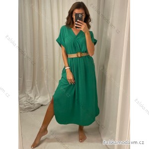 Šaty letní s páskem krátký rukáv dámské (S/M/L ONE SIZE) ITALSKÁ MÓDA IMWA222563