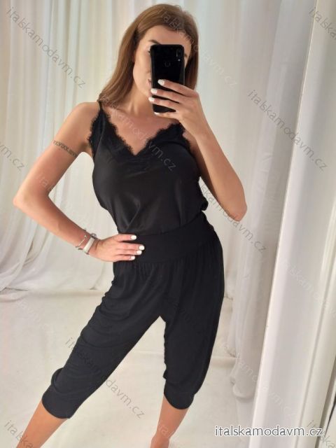Nohavice háremky aladinky 3/4 krátke dámske (L/XL one size) TALIANSKA MÓDA IMD22460/DR čierna M/L