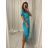 Šaty letní s páskem krátký rukáv dámské (S/M/L ONE SIZE) ITALSKÁ MÓDA IMWA222563/DUR Černá M/L