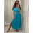 Šaty letní s páskem krátký rukáv dámské (S/M/L ONE SIZE) ITALSKÁ MÓDA IMWA222563/DUR Černá M/L