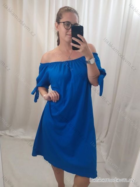 Šaty letný carmen krátky rukáv dámske nadrozmer (XL/2XL ONE SIZEl) TALIANSKA MÓDA IMD22046/DR