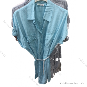 Šaty košeľové s opaskom krátky rukáv dámske (S/M ONE SIZE) TALIANSKA MóDA IM422890